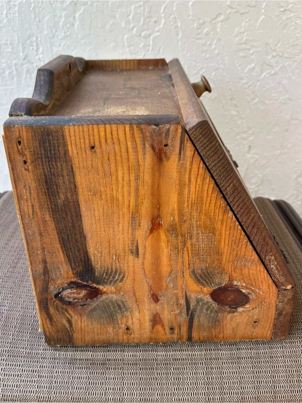 Vintage Wood Bread Box Glass Door Farmhouse Cottagecore Kitchen
